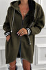 Four Leaf Clover Contrast Cuffed Drop Shoulder Zip up Tunic Hoodie