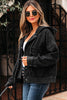 Black Big Chest Pocket Drop Shoulder Hooded Denim Jacket