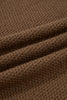 Dark Brown Color Block Knit Striped Sleeve Detail Casual Sweater