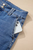 Sky Blue Double Button Zip Fly Straight Leg Jeans
