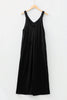 Black Solid Color Raw Seam Big Flower Patched Loose Overall Jumpsuit