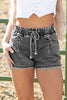 High-rise Drawstring High Waist Casual Denim Shorts with Pockets