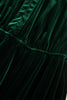 Blackish Green V Neck Long Sleeve Velvet Loose Fit Plus Size Dress