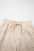 Jet Stream Embroidered Patched Pockets Drawstring Pants