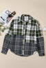 Black Plaid Print Textured Knit Buttoned Shacket