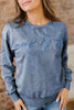 Mineral Red saved by grace Letter Embroidery Mineral Wash Loose Sweatshirt