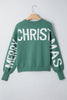 Blackish Green HO HO HO MERRY CHRISTMAS Drop Shoulder Loose Sweater