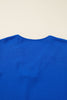 Sky Blue Frilled V Neck Bracelet Sleeve Shift Mini Dress