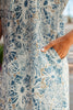 Blue Floral Print Striped Webbing Patchwork Collar Short Sleeve Mini Dress