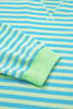 Pink Stripe Color Block Detail Long Sleeve Pullover Elastic Waist Pull On Shorts 2pcs Set