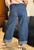 Ashleigh Blue Stitched Raw Hem Wide Leg Loose Jeans