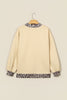 Coffee Polka Dot Trim High Neck BLESSED Letter Graphic Baggy Sweatshirt