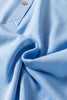 Mist Blue Solid Color Polo Tee Elastic Waist Shorts Plus Size Outfit