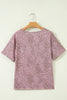 Khaki Leopard Retro Studded Star Patch Loose Tee