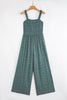 Green Floral Print Smocked High Waist Square Neck Jumpsuit