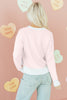 White Cherry Pattern Drop Shoulder Sweater