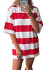 Racing Red Striped Color Block Oversize Tunic Tee