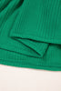 Green Solid Color Ribbed Ruffle Tank Top and Pants Set