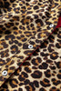 Brown Fierce Leopard Allure Contrast Ruffle Trim V Neck Shirt