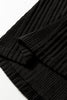 Black Ribbed Open Front Knitted Top with Pockets