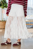 White Sheer Floral Lace Flowy Maxi Skirt
