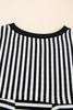 Black Stripe Bowknot Cutout Back Drop Shoulder Wide Bracelet Sleeve Loose Tee