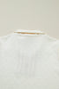 White Textured Knit Contrast Striped Accent Zipped Collar Pullover Top