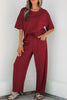 Sky Blue Drop Shoulder Boxy Tee and Barrel Pants Set