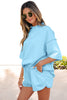 Light Pink Solid Color Exposed Seam Mock Neck Oversize Tee Casual Shorts 2pcs Outfit