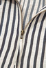 Black Stripe Polo Collar Half Zip Short Puff Sleeve Blouse