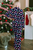 Navy Blue Colorful Christmas Lights Print Shirt and Pants Pajama Set