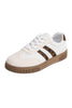 White Textured Woven PU Leather Leopard Patchwork Flat Sneakers