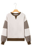 Parchment Striped Colorblock Patchwork Drop Shoulder Sweatshirt