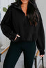 Black Half Zip Kangaroo Pocket Mineral Wash Baggy Hoodie