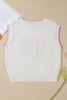 White Lets Play Rugby Pattern Textured Knit Casual Shift Sweater Vest