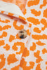 Orange Leopard Drop Shoulder Chunky Knitted Cardigan Sweater