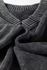 Black Mineral Wash V Neck Knit Exposed Seam Drop Shoulder Loose Sweater