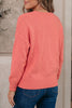 Coral Paradise Drop Shoulder Ribbed Knit Long Sleeve Sweater