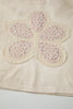 Beige Floral Patched Waffle Textured Colorblock V Neck Casual Hooded Top