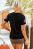 Black Sequined Pumpkin Graphic Round Neck Casual T Shirt