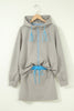 Smoke Green Contrast Trim Zip Up Sporty Jacket Drawstring Mini Skort 2pcs Set