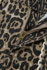 Khaki Contrast Scalloped Lace Trim Leopard Denim Shorts