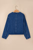 Sail Blue Vintage Fastening Big Patched Pockets Straight Cut Deep Wash Denim Jacket