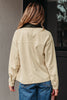 Parchment Contrast Leather Collar Textured Zip Up Jacket