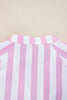 Rose Stripe Bracelet Sleeve Buttons Loose Mini Dress