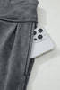 Medium Grey Mineral Wash Jogger Style High Waist Casual Pants