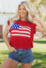 Sky Blue Flag Graphic Short Sleeve Sweater Top
