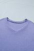 Wisteria V Neck Short Sleeve Plus Size Waffle Knit Top
