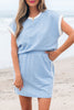 Beau Blue Contrast Trim Textured Crewneck Tee and Pocketed Skirt Set