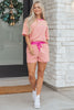 Green Stripe Drop Shoulder Boxy Casual Terry Short Set
